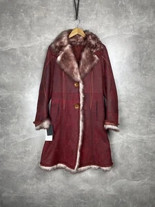 Sylvie Schimmel Damen kirschrot Shearling Ledermantel Made in France Größe 38 - Bild 1 von 14