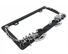 Black and Chrome Metal 3D Scorpion License Plate Frame (Universal Heavy Duty)