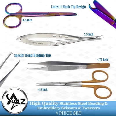 Latest Embroidery Scissors Sewing Thread Snips Tailor Shear, Beading Tweezers 4x - Image 1 of 4