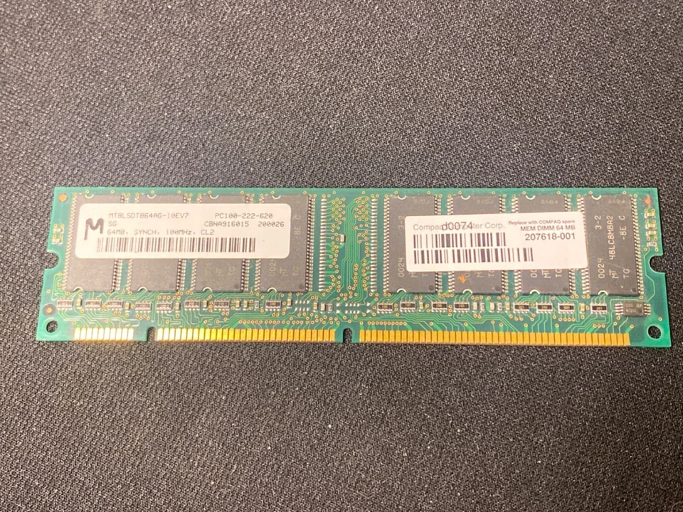 MIcron 64MB Memory Module PC100-222-620 MTBLSDT864AG-10EV7 for Compaq - Image 1 of 4