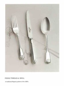 Flatware Finest Silver Plated 5 Pc Place-Setting, Fiddle Thread & Shell - Picture 1 of 12