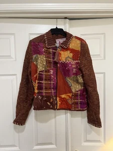Blazer Chaqueta Grande Unisex C Patchwork Festival Grunge Tono Naranja Cremallera Completa - Imagen 1 de 14