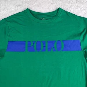 Polo Ralph Lauren Shirt Boy’s XL 18-20 Green Racing Tee Long Sleeve Spellout - Picture 1 of 6
