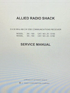 Allied Radio Shack Modell Ax-190 Sx-190 Servicehandbuch Digital - Bild 1 von 1