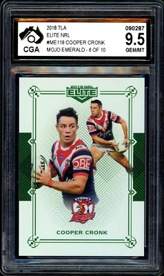 ✺CGA 9.5✺ 2018 MOJO EMERALD NRL Premiers tarjeta graduada Cooper Cronk 6/10 gallos Foto 1 de 3
