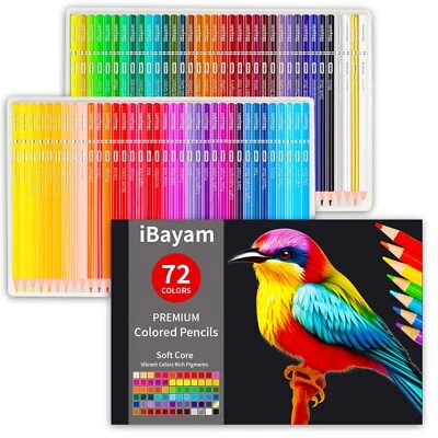 IBAYAM 72 Count Colored Pencils for Adult Coloring Books - Soft Core Sketching Drawing