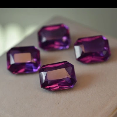 Lote de 4 piezas de piedras preciosas naturales sueltas certificadas de tanzanita púrpura corte esmeralda 36,88 quilates Foto 1 de 4