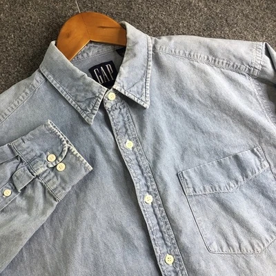 Camisa vaquera vintage Gap para hombre grande de algodón cambray manga larga hecha en Hong Kong Foto 1 de 4