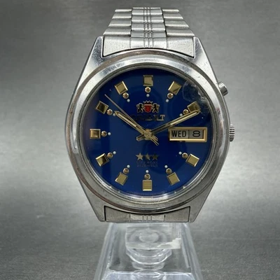 Reloj Orient Tri-Star Hombre 36mm Esfera Azul Acero Día Fecha Automático Funciona Cristal Foto 1 de 4