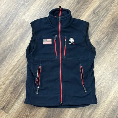 Chaleco RLX Ralph Lauren Cremallera Bandera EE. UU. Polar Azul Marino Para Hombre Grande Raro Foto 1 de 4