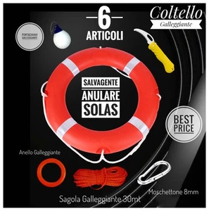 KIT SALVAGENTE ANULARE OMOLOGATO RINA CE DM N.385 - Ø61 CM + Accessori - Foto 1 di 6