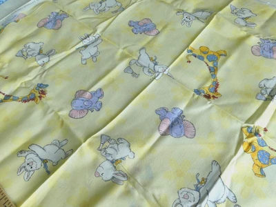  Suzy's Zoo Fabric Yellow Baby Animals Giraffe Elephant Remnant 2004 - Image 1 of 4