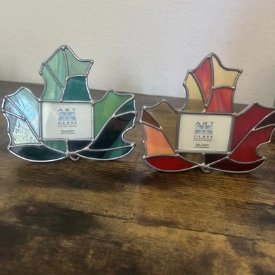 Juego de 2 marcos de fotos de hojas de vidrio Malden Art uno rojo uno verde   Foto 1 de 4