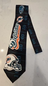 Miami Dolphins Team NFL Black & Teal/Orange Logo Neck Tie USA - Picture 1 of 12