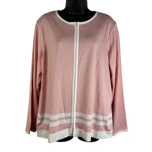 Pull femme rose Cathy Daniels taille L cardigan fermeture éclair complète col rond manches longues - Photo 1/17