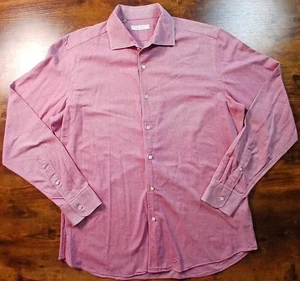 LUCA FALONI Langarm Hemd aus gebürsteter Baumwolle Button Down rot/rosa 44-17 1/2 - Bild 1 von 5