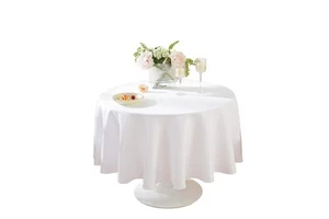 Round Tablecloth 90 Inch White Tablecloth Polyester Fabric Washable Table Clo... - Picture 1 of 7