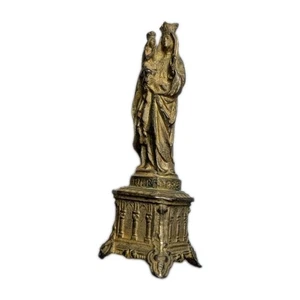 Antike Saint Anne de Beaupre Jungfrau Maria vergoldete Metallguss Statue 4" Frankreich ISTZUSTAND - Bild 1 von 9