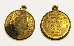 SVIZZERA Medaille MUSICAL DE GENEVE 15, 16, 17 AOUT 1890 10.000 EXECUTANTS - Picture 1 of 1