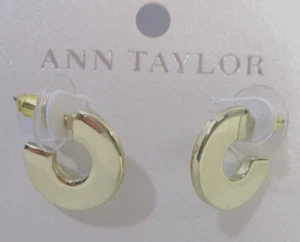Ann Taylor Women's Small Shiny Wide Flat Half Hood Earrings NWT 29.50 - Picture 1 of 5