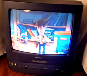 1996 Samsung 13' CTR TV/VCR combo rétro couleur jeu VHS CXD1342 sans télécommande