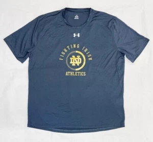 Under Armour MEN’S Notre Dame Irish Tech SS Tee Shirt Sz. L NEW 1376842-008 NAVY - Picture 1 of 2