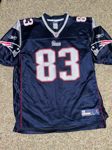 Wes Welker New England Patriots Jersey Men Size XL Reebok Blue Football NFL Cover