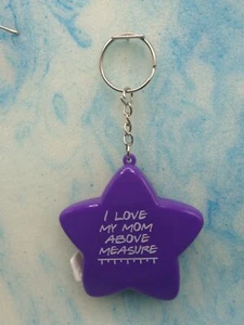 I Love My Mom About Measures Purple Star Measuring Tape Keyring. - Picture 1 of 3