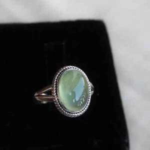 Natural Prehnite Ring Statement Ring 925 Sterling Silver Ring Prehnite Jewelry - Picture 1 of 4