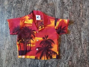 Hawaiian Nui Nalu Boys Shirt Red Palm Trees Sz 3 USA Preowned - Picture 1 of 8