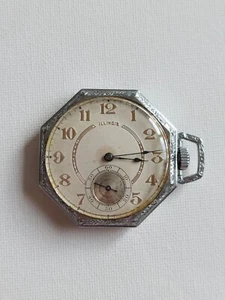 1917 Illinois Grd 405 Model 4 12s 17 Jewels Pocket Watch Octagon Sidewinder RUNS - Picture 1 of 3