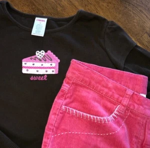 Gymboree Girls SWEET TREATS Brown Cake Shirt Pink Corduroy Pants 12 - Picture 1 of 5