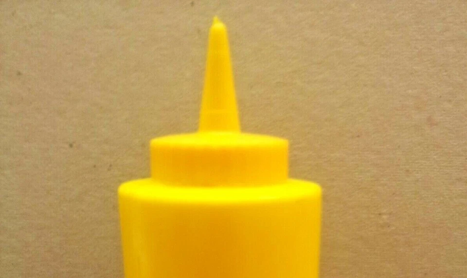 (6-CAPS) 12 oz YELLOW PLASTIC MUSTARD HAMBURGERS/HOT DOGS (REFILL LIDS ONLY) - Image 1 of 1