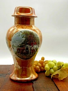 Antique Art Deco 1920’ Porcelain Big Lustre Vase/Urn Hunting Scene - Picture 1 of 12