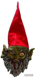 Scary Gnome Troll Latex Evil Demon Warlock Goblin Red Felt Hat Halloween Mask - Picture 1 of 8