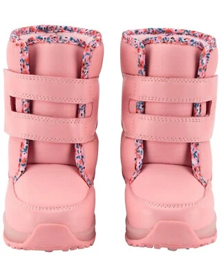 NUEVO Carter's Kids Rosa Pastel Floral Iluminado Correa Impermeable Media Bota de Nieve Foto 1 de 4
