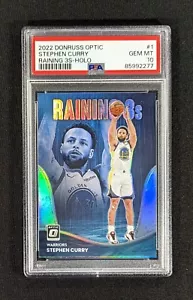 2022-23 Panini Donruss Optic Raining 3s Holo Prizm Stephen Curry #1 PSA 10 GEM - Picture 1 of 2