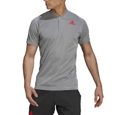 adidas Men's Tennis Polo (Size XS) Grey Short Sleeve Pb Crew Polo Shirt - New