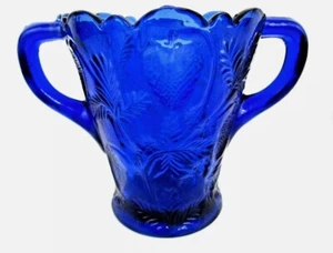 Mosser Kobaltblau Invertiert Erdbeere Große Vintage Löffel Vase Doppelgriffe - Bild 1 von 8