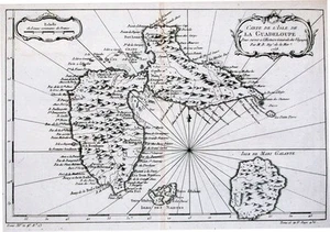 Antique map, Bellin, Carte De L'Isle de la Guadeloupe - Picture 1 of 1