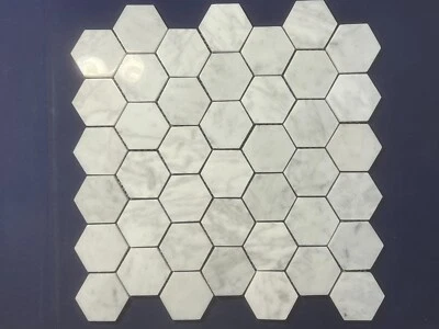 CA05 White/Gray Marble Hexagon Mosaic Tile Kitchen Bathroom Backsplash - Image 1 of 4