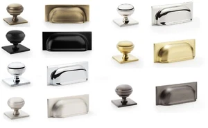 Mueble de cocina victoriano cuadrado cajón placa posterior perilla y tiradores de taza - Imagen 1 de 18