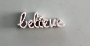 Origami Owl WHITE "BELIEVE" charm - WHITE LETTERS w/ CRYSTAL - Picture 1 of 1