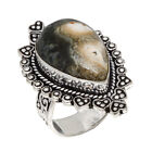 Ocean Jasper Gift For Christmas Auntique 925 Silver Jewelry Ring "8"
