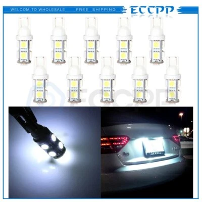 10x Blanco T10 194 192 168 9-SMD LED Placa de matrícula Cuadro de instrumentos Bombillas Foto 1 de 4