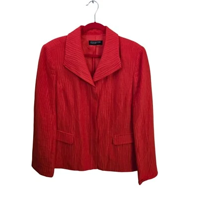 Jones New York Collection Linen Silk Blend Red Orange Textured Blazer Size XL - Image 1 of 4