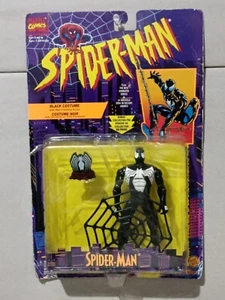 TOY-BIZ MARVEL SPIDER-MAN ANIMATED SERIES BLACK COSTUME  SPIDER-MAN 1994 NIP HTF - Picture 1 of 18
