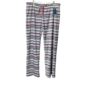 NEW Pug Apparel Women Ultra Soft Fuzzy Aztec Triangle Stripe PJ Pajama Pants - Picture 1 of 5