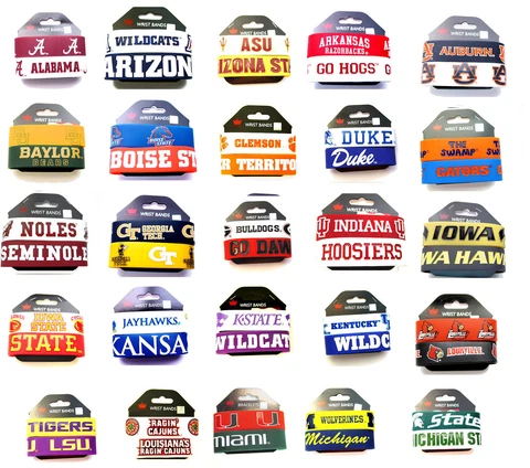 NCAA college rubber wrist fan band set 2 pack bracelet silicone pick your team Cover