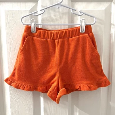 Mini shorts toalha Boden meninas laranja algodão terry babado tamanho 8 novo com etiqueta - Imagem 1 de 4